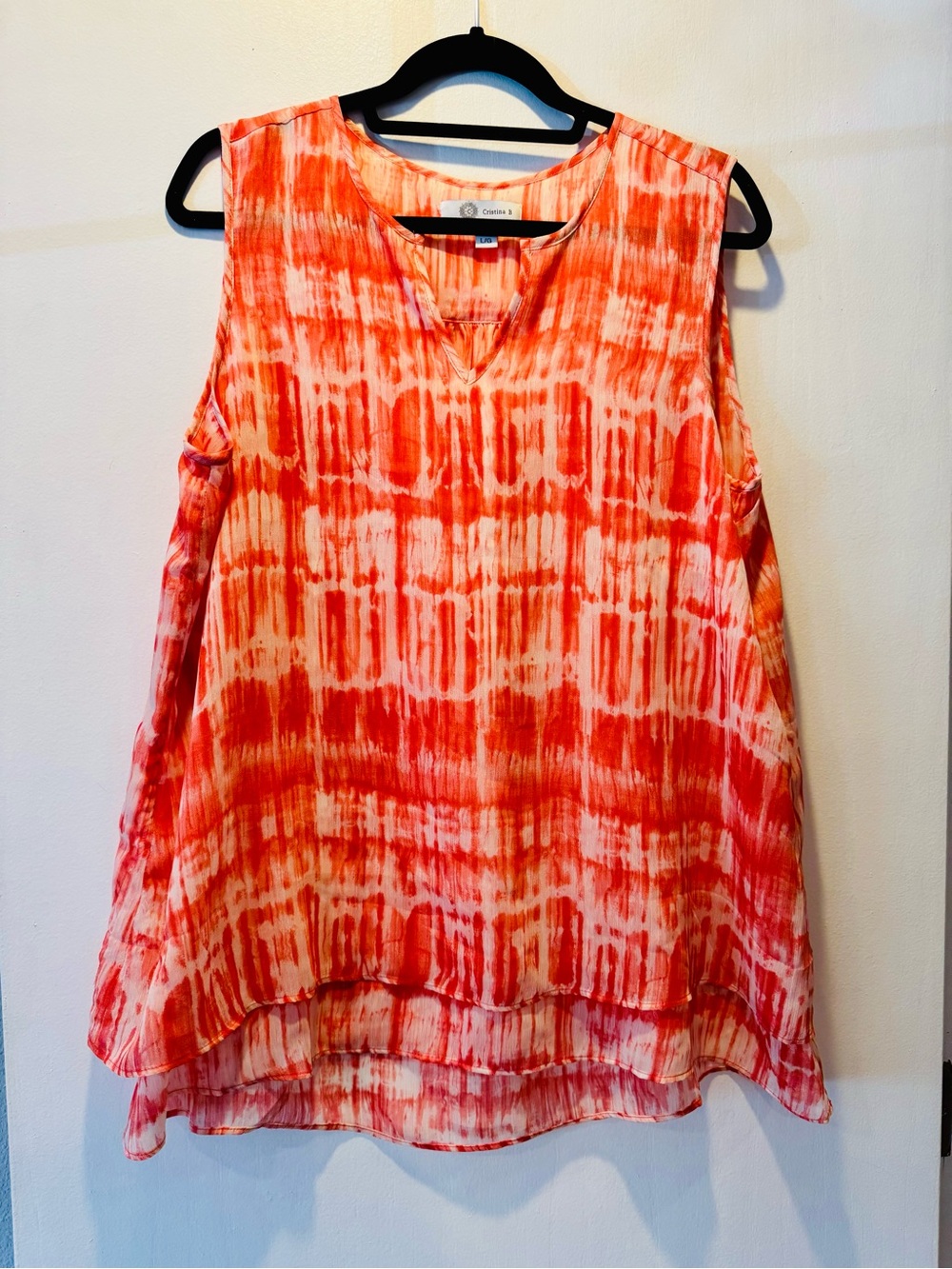 Christina Orange and White Tie-Dye Sleeveless V-Neck Camisole